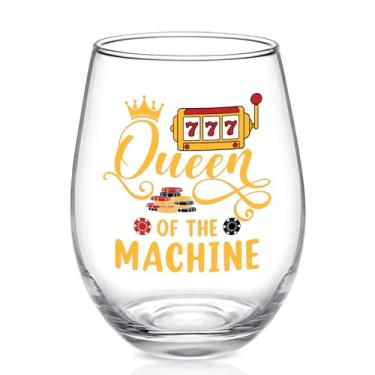 Imagem de Futtumy Presentes de jogos de azar, Rainha da Máquina, taça de vinho sem haste para mulheres amantes de caça-níqueis, presentes de cassino para aniversário e Natal, 500 ml