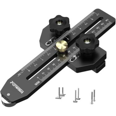 Imagem de Puriwood Guia de serra de mesa Thin Rip Jig – Ferramenta de corte de tira estreita repetitiva, serve para ranhura T de 3/10.2 cm x 3/20.3 cm, guia de corte em escala gravada a laser com rolamento