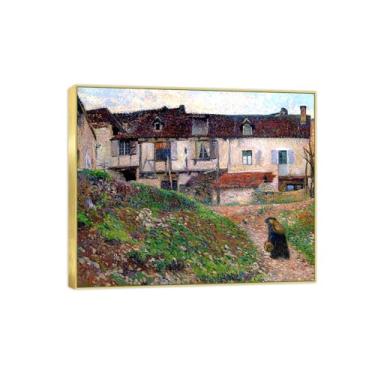 Imagem de Famosa imagem de paisagem de arte de parede - impressões em tela - casa 2 - pintura de moldura dourada para sala de estar banheiro decoração de casa 30 x 35 cm 12 x 13 polegadas