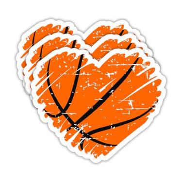 Imagem de Adesivos de basquete (3 peças) Decalques de coração de basquete, adesivo de vinil à prova d'água para laptop, copo de garrafa de água, capacete de scrapbook, presentes para fãs de meninas, jogadoras