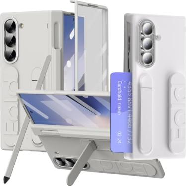 Imagem de NINKI Pulseira para Samsung Galaxy Z Fold 7 com caneta S e compartimento para cartão, aderência de proteção de dobradiça de tela inteira para Samsung Z Fold 7 capa de celular com alça, suporte para