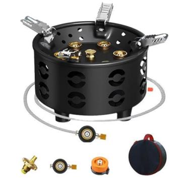 Imagem de Fogão de mochila portátil, Fogão de mochila à prova de, de de 7 núcleos de acampamento portátil, Queimador de fogão para caminhadas e piquenique de ao ar livre