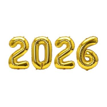 Imagem de Balões com número de alumínio 2026, balão de número dourado de 81 cm, suprimentos de festa de ano novo, decorações de formatura