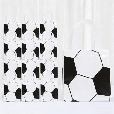 Imagem de 12 peças de sacos de presente com tema de beisebol branco com design de costura vermelha, sacolas de lembrancinhas de festa para eventos esportivos, celebrações de aniversário (C)