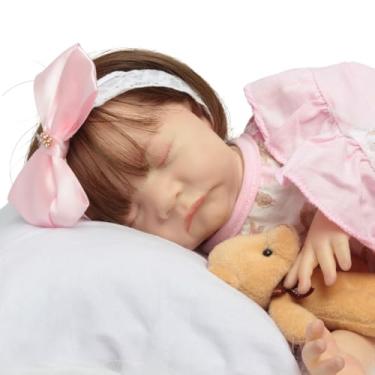 Imagem de Bebê Reborn Boneca Realista Cabelo Fio a Fio Olho Fechado