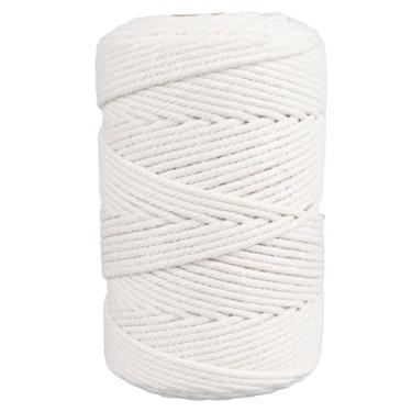 Imagem de Cordão macrame branco 4mm, corda de algodão para pendurar na parede, cabides de plantas, artesanato diy, tricô macio, durável, carretel de 20m de comprimento incluído