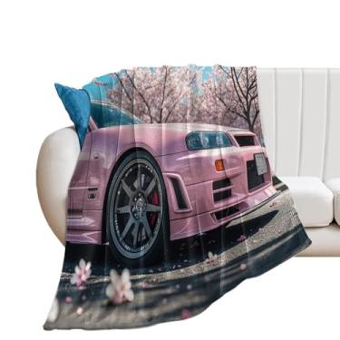 Imagem de HouLaiZhe Cobertor super macio de flanela rosa R34 JDM flor de cerejeira cobertores refrescantes leves para sofá-cama cadeira sofá carro viagem ao ar livre leve quente 76 cm x 101 cm
