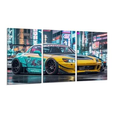 Imagem de HouLaiZhe Pôster de carro esportivo modificado JDM S2000 arte de parede em tela para sala de estar quarto decoração de casa escritório pintura pôsteres (30 x 60 cm) × 3