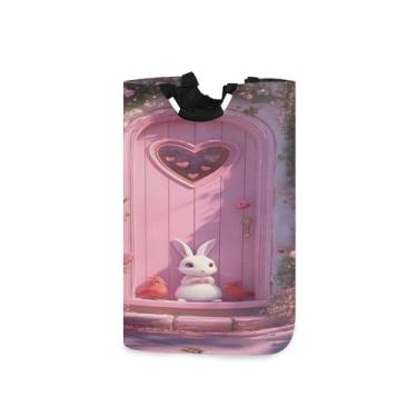 Imagem de xigua Cesto de lavanderia grande com alça de coelho, cesto de roupas dobrável para organização de brinquedos e roupas no quarto, banheiro e lavanderia