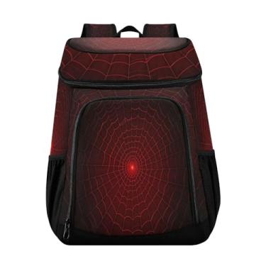 Imagem de Wassud Mochila térmica com teia de aranha vermelha para mulheres e homens, 36 latas à prova de vazamento, lancheira para piquenique, praia, acampamento, 33 x 20 x 43 cm
