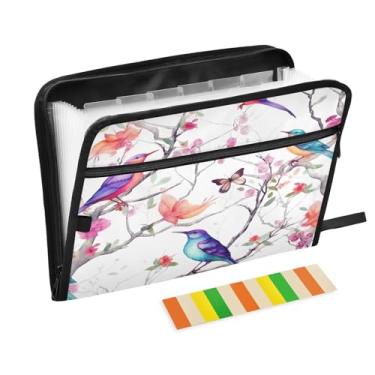 Imagem de Wassud Blooming Nature Organizador de arquivos sanfonado com 13 bolsos, pastas de arquivos expansíveis com abas e adesivos, tamanho carta A4, papel para recibos, documentos, pasta organizadora para