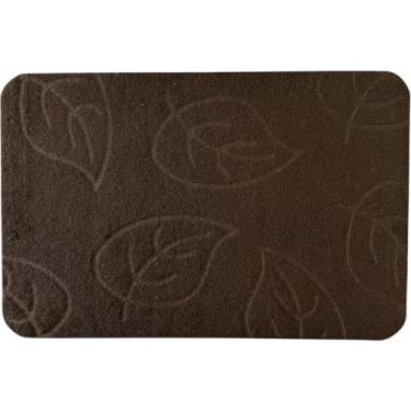 Imagem de Tapete Capacho Entrada Porta 38x58cm Antiderrapante Limpa Pés Estampado Pedras Folhas Decorativo (Marrom Folha)