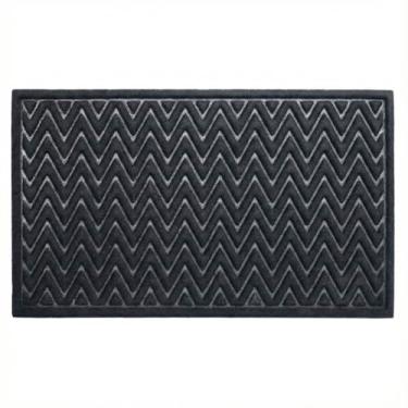 Imagem de Tapete Entrada ZigZag Grande 45x75 Preto Sala de Estar Premium Elegante