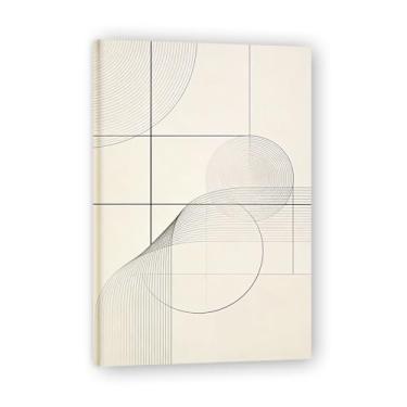 Imagem de Arte em tela minimalista de linhas silenciosas: Serenidade tons neutros grande área em branco para decoração de espaço calmo 19,78 x 75 cm emoldurado