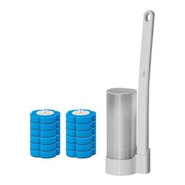 Imagem de predolo Conjunto de escova de vaso sanitário, escova para vaso sanitário, doméstica, eficiente, montagem na parede, para limpeza profunda com cabeças de, 12 Cabeças Azuis