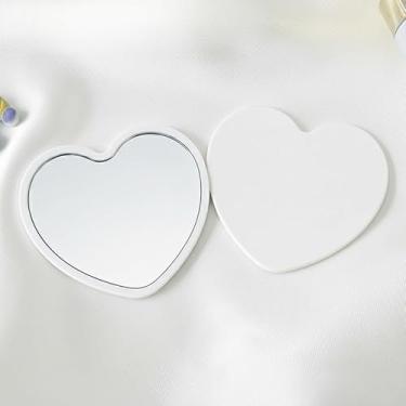 Imagem de Pacote com 5 espelhos compactos em forma de coração - Espelhos de mesa dobráveis portáteis com vidro polido, opções brancas para decoração de casa, lembrancinhas de festa e presentes
