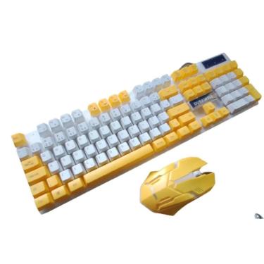 Imagem de Kit Teclado E Mouse Profissional Gamer Led Rgb Dw-450 Amarel