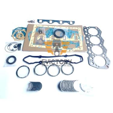 Imagem de EVICTORY Kit de juntas de revisão completa do motor Mitsubishi K4E + Rolamentos pequenos principais da cambota + anel de pistão