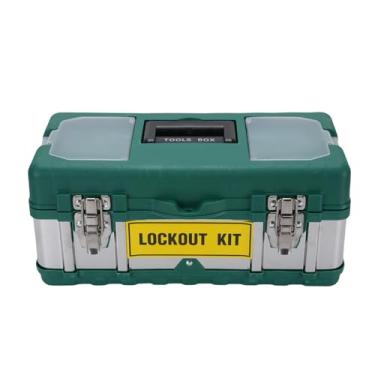 Imagem de AUNMAS Caixa de Bloqueio e Etiquetagem, Estação de Cadeado de Segurança Industrial de Nylon Com Compartimento Superior Transparente para Fácil Acesso, Kit LOTO Multifuncional para Ambientes