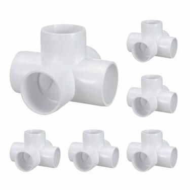 Imagem de Pacote com 6 encaixes de tubulação de cotovelo de PVC SCH40 de 3,8 cm, encaixe cruzado de saída lateral de canto de cotovelo de PVC de 5 vias, conectores de tubo de grau de móveis para projeto DIY