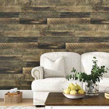 Imagem de Yullpaper Bloco de Açougueiro Papel de Contato de Madeira Counterop Papel de Parede Shiplat para Quartos Papel de Parede Autoadesivo de Madeira Rústica Bloco de Açougueiro Escuro Armário de Papel de