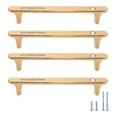 Imagem de Evionlin Puxadores de armário de cristal redondos dourados de 12,8 cm, 4 peças, puxadores de armário de cozinha para puxadores de armário de quarto
