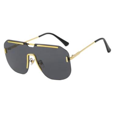 Imagem de HCPIHF Óculos de sol grandes femininos, fashion, com lentes degradê, peça única, masculino, UV400, retrô, para áreas externas (90028-C2)