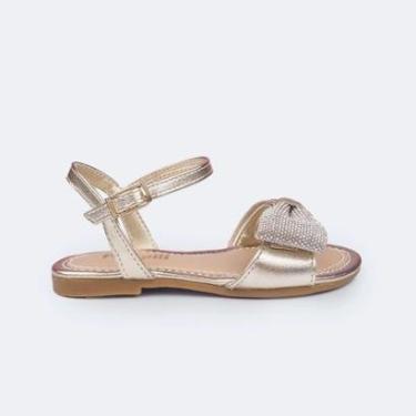 Imagem de Sandália Infantil Pampili Cherrie Strass e Meio Laço Dourada-Feminino