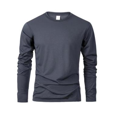 Imagem de Camiseta Masculina De Manga Longa Preta Casual De Alta Qualidade Para 