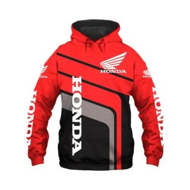 Imagem de Moletom Masculino Honda Oversized Com Estampa 3D De Corrida De Motocic