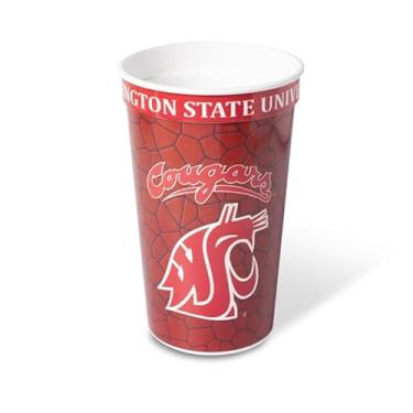Imagem de Westrick Copos de lembrança Washington State Cougars 623 g – Pacote com 4 copos de plástico reutilizáveis, utensílios de bebida de estádio de nível de concessão para festas de futebol universitário