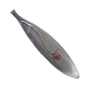 Imagem de porta-vara de incenso Queimador de incenso em forma folha criativa personalizado padrão rachadura suporte simples retro queimador