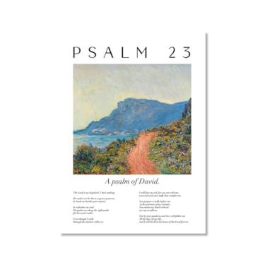 Imagem de Coleção de Salmos das Escrituras Monet Van Gogh Famosa Pintura Aquarela Impressão Verso da Bíblia Pôster em Tela Decoração de Parede de Casa Cristã (SKU10,12x40,6 cm = (30 x 40 cm), sem moldura)