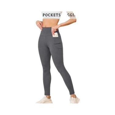 Imagem de Leggings Esportivas Femininas De Cintura Alta Super Macias Com Bolsos 