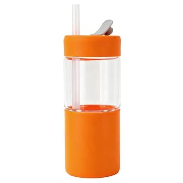 Imagem de Zenbo Copo de água de vidro de 590 ml com tampa de silicone e canudo durável, manga protetora de silicone, xícara de café gelada reutilizável para casa, escritório e viagens, copos de smoothie