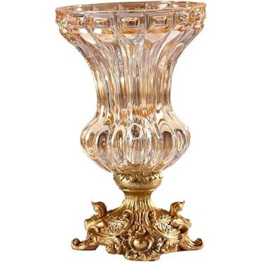 Imagem de Vasos de flores grandes de vidro retrô estilo europeu para sala de estar, sala de jantar, mesa de centro de mesa, quarto, escritório, hotel, decoração de casa, vaso decorativo alto pintado à mão, vaso