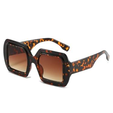 Imagem de HCHES Óculos de Sol Femininos Retro Super Grandes com Lentes Degradê, Luxo Multicoloridas e Versáteis, Proteção UV400 (Marrom Tartaruga)