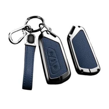 Imagem de Capa para chave remota de carro, compatível com vw golf 8 octavia a8 mk8 2022 2021 seat leon mk4, acessórios para chaveiro de couro de liga de zinco(C -2 Blue)