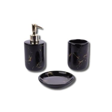 Imagem de Kit de Banheiro com Efeito Marmorizado – Dispenser, Copo e Saboneteira, Cores Sortidas | Estilo Spa Boutique, Elegância e Organização Premium