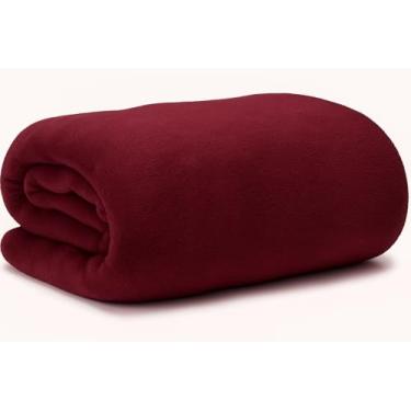 Imagem de Cobertor Casal Manta Microfibra Fleece 1,20 x 2,20m – Macio, Leve, Quentinho e 100% Poliéster para Cama e Sofá (Vinho)