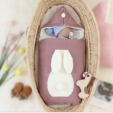 Imagem de Cobertor para bebês recém-nascidos cobertor grosso e quente de malha para bebês crianças pequenas saco de dormir saco de dormir urdidura para bebês gril ou menino cinza (rosa)