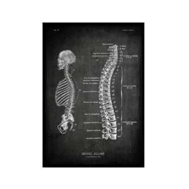 Imagem de Arte vintage de anatomia humana – pintura em tela de educação médica esqueleto humano gaiola cérebro coração anatomia pôster para decoração de casa de clínica hospitalar (SKU6,20.3x30.5 cm = (20 x 30