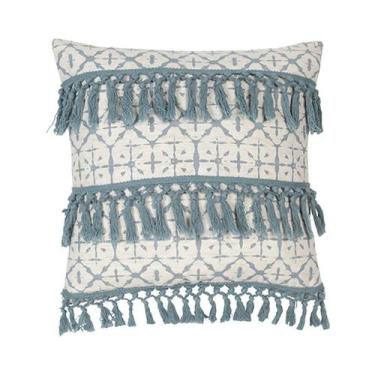 Imagem de Capas De Almofadas Com Estampa Geométrica Azul Claro Com Franjas Para 