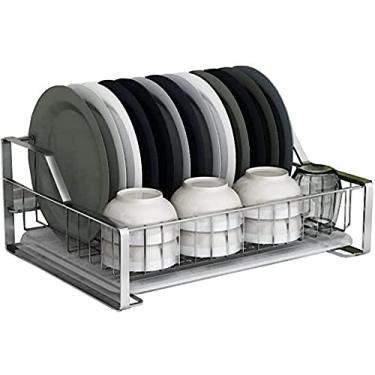 Imagem de Escorredor de louça, balcão de cozinha, prateleira de cozinha, prateleira multifuncional para utensílios domésticos, escorredor de pratos de aço inoxidável 304, escorredor de pratos de cozinha
