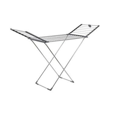 Imagem de Prateleiras de secagem de roupas cabides em forma de asa dobráveis fáceis de transportar para casa varanda rack de roupas hotel barbearia lençóis toalheiro cinza (aço inoxidável) (cor: preto (ferro