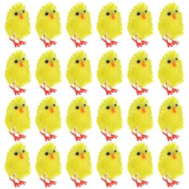 Imagem de UKCOCO 60 peças mini pintinhos de Páscoa: artesanato de frango decorativo amarelo decoração de cena de Páscoa suprimentos de festa