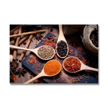 Imagem de NHLDZYH Tela decorativa cozinha, arte vintage especiarias coloridas, arte de parede quadros para sala de estar quarto cozinha. C94. 40 x 60 cm. Apenas tela