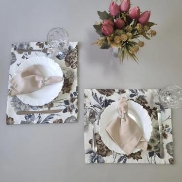 Imagem de Jogo Americano 6 Peças Mesa Posta Café da Manhã Jantar Guardanapo Porta-Guardanapo Elegante (JA019)