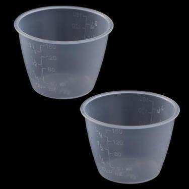 Imagem de 2 peças de copos medidores de arroz transparentes, copos de panela de arroz de 160 ml, 3/4 xícaras, de plástico, escala dupla, pequena para lavanderia, substituição para cozinhar, medidas de ração