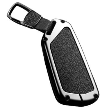 Imagem de Capa de chaveiro de carro compatível com VW Golf 8 / Octavia A8 / MK8 2022 2021 Compatível com SEAT Leon MK4 em liga de zinco e acessório de chaveiro de couro(B -1 Black)